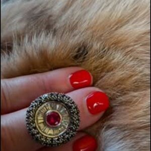 Elegant Silver and Red Gem Ring